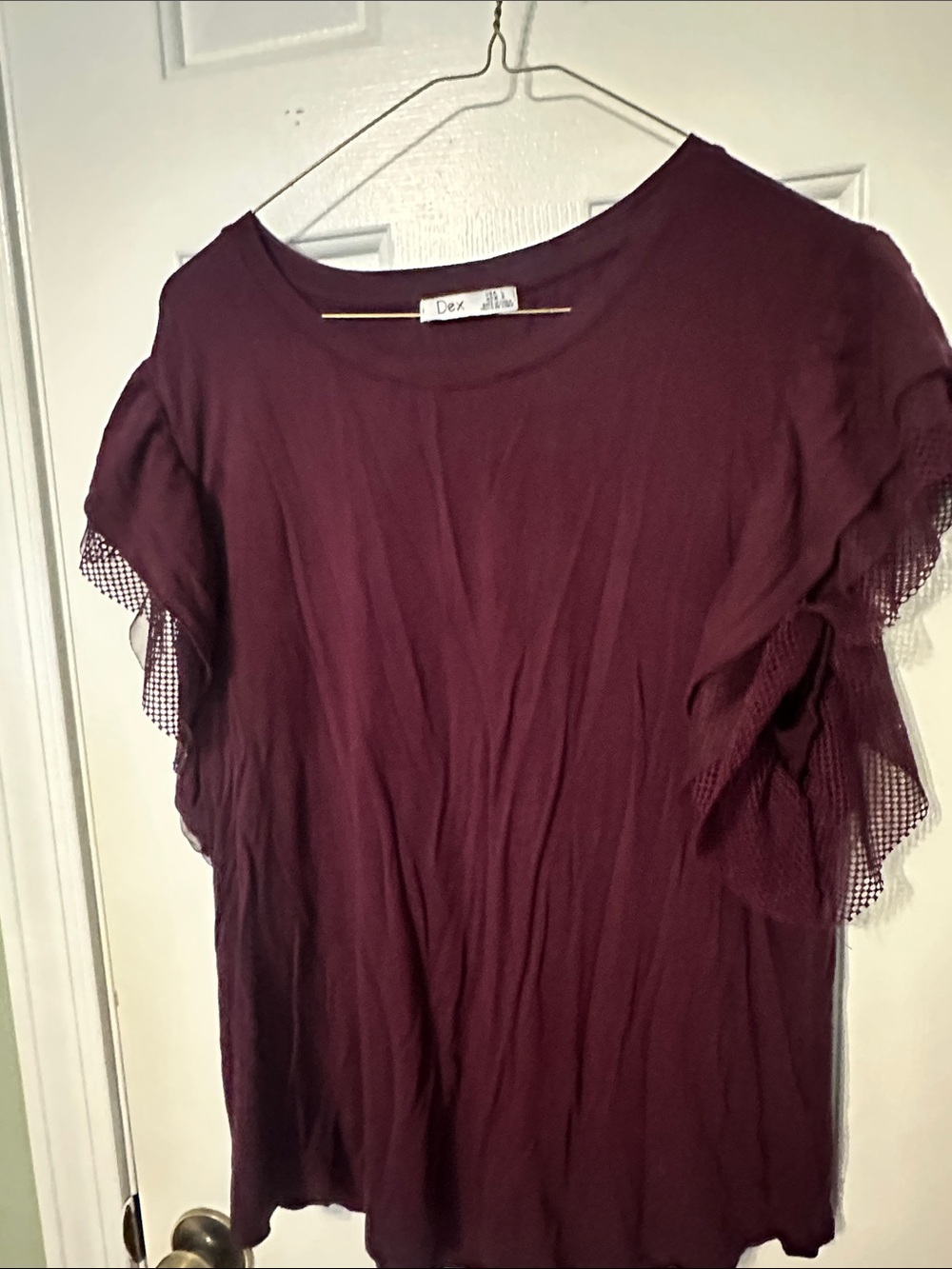 Dex Plum Ruffle Sleeve Short Sleeve Tee